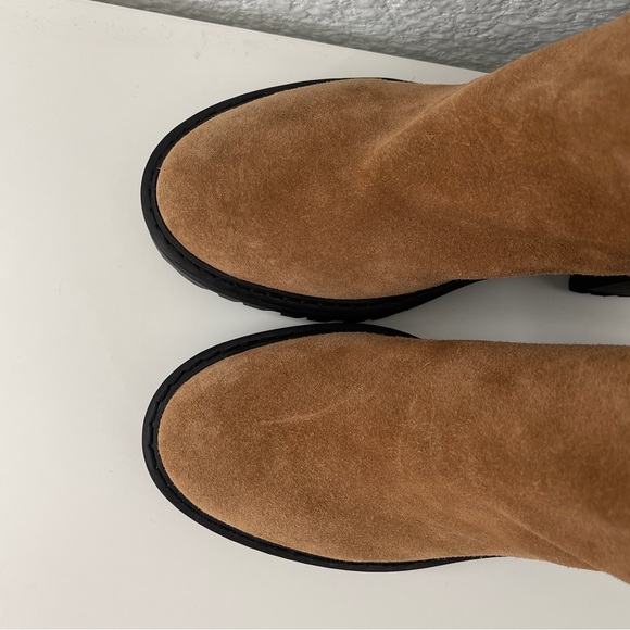 NEW Marc Fisher Sherpa Suede Leather Lug Sole Heel Platform Boot Brown Tan - Picture 7 of 12